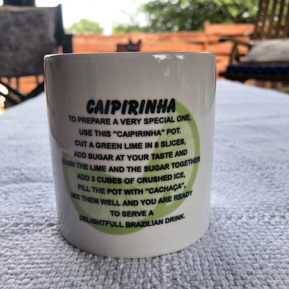 Caipirinha Pot Mug Ceramic Salvador Bahia How to Make Drink Recipe Cocktail - Picture 2 of 8
